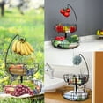 thumbnail image 1 of Auledio Houseware 2 Tier Fruit Basket Bowl with Banana Hanger for Kitchen Countertop, Detachable Fruit Vegetable Storage Holder Display for Kitchen,Black, 1 of 7