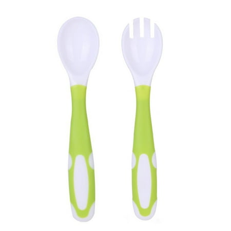 

Yedhsi Spoons Baby Cutlery Easy Grip Heat-Resistant Twistable Self Feeding Learning Spoon Fork