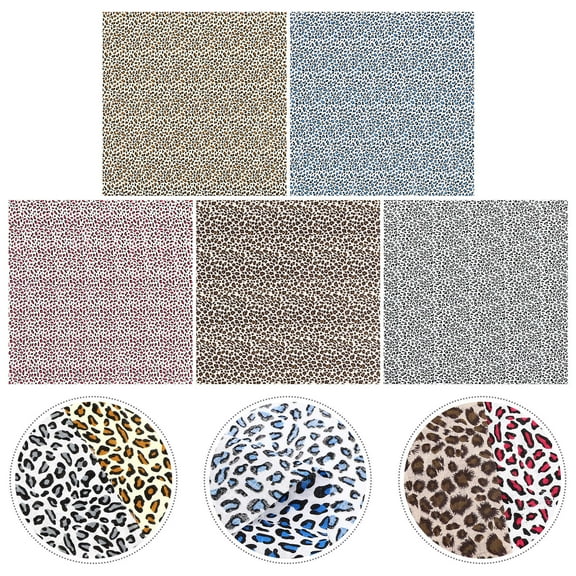 SEWCHICS Leopard Printed Cotton Fabric for DIY Craft Projects Smooth Durable Lightweight 5Pcs