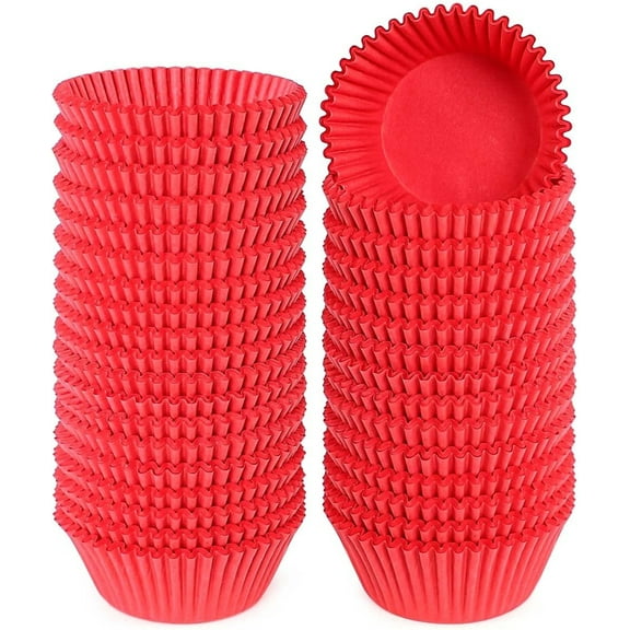 1000 PCS Resistant Paper Muffin Baking Cups,1IN Red Cupcake Wrappers,Artistic Bake Paper Cups for Christmas,Festival