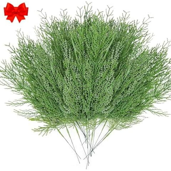 30pcs Evergreen Fake Pine Needles Picks, Artificial Pine Branches for Christmas Tree Filler, Christmas Greenery Stems DIY Accessories for Wreath Making Supplies Holiday Decor (30)