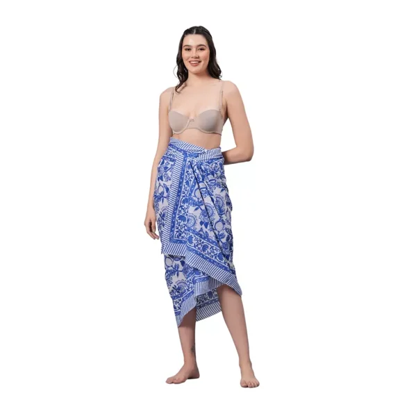 New Swimsuit Woman Pareo Sarong Hand Block Print Hippie Cotton Bikini Cover Up