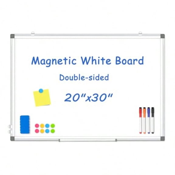 Double-Sided White Board Dry Erase 20 x 30 Dry Erase Board for Wall with Sier Aluminium Frame Magnetic Whiteboard for Office Home School Kitchen