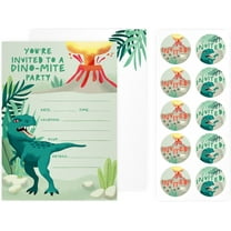 Rileys & Co. Party Invitation Cards with Envelopes and Bonus Stickers - 50 pcs -Dinosaur