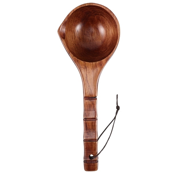 ColoMX Manejo largo Lado de agua Jardín de madera Riñador Dipper Shampoo Soup Copa Soup cucharada de cuchara de agua para la cocina Jardín de baño