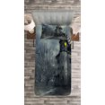 thumbnail image 3 of Ambesonne Halloween Quilted Coverlet 2 Pcs, Gothic Haunted House, Twin Size, Teal, 3 of 3