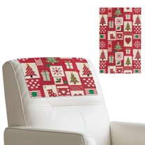 TSOVTHRID Christmas Tree Button Plaid Print Recliner Headrest Protector,Non Slip Waterproof Headrest Cover, PU Leather Recliner Head Rest Cover for Sofa Christmas Decor,17x27 in, 2 Pieces