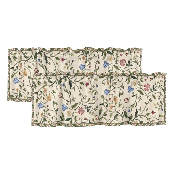 2 Pack Country Floral Valances for Windows Bedroom Living Room Window Treatments, Pastoral Vines Leaves Vintage Wildflowers Rod Pocket Valance Drapes Short Kitchen Curtains Over Sink 54"x18"