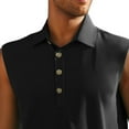 thumbnail image 4 of pstuiky Camiseta sin mangas para hombre, Chaleco informal sin mangas con botones y cuello abatible para hombre, de color liso, para verano Camisas para hombres l, 4 of 4