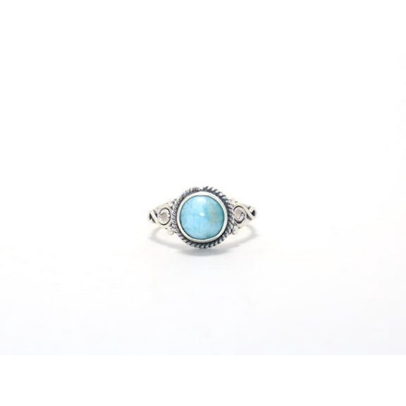Heaven Crafts 925 Sterling Silver Natural Larimar Gemstone Ring Bridesmaid jewelry Bohemian Ring For Women