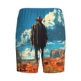 thumbnail image 2 of Lsque Lone Cowboy Desert Scene Mens Sleep Pajama Shorts,Short Pajama Pants, Cotton Ultra-Soft Knit-X-Large, 2 of 9