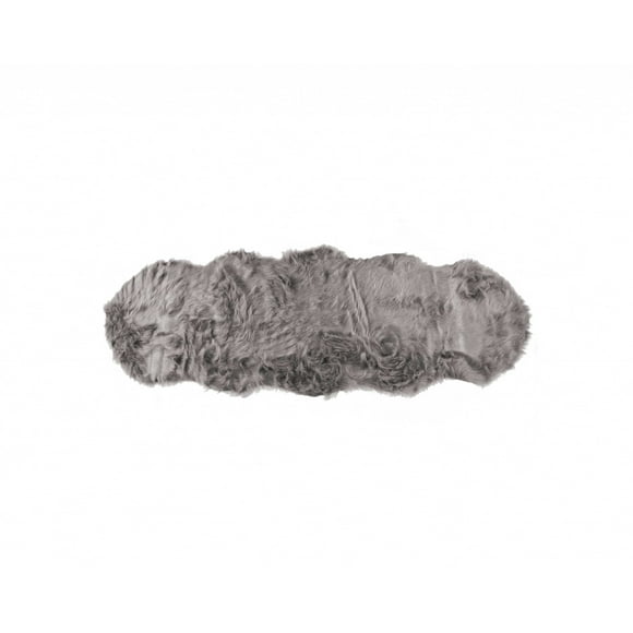 2' X 6' Gray Sheepskin Double Area Rug