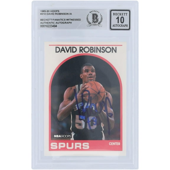 David Robinson San Antonio Spurs Autographed 1989-90 Hoops Series 1 #310 Beckett Fanatics Witnessed Authenticated 10 Rookie Card - Fanatics Authentic Certified