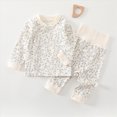 thumbnail image 2 of KPOPLK Toddler Boys Pajamas Cotton Sleepwear Pjs Sets Long Sleeve Tie Side Top and Warm Pant Nightwear Jammies,Size 6-9 Months, 2 of 7