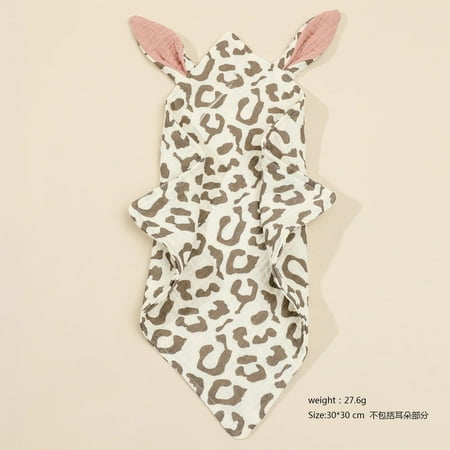 Newborn Baby Rabbit Cotton Muslin Comforter Sleeping Dolls Blanket Soft Soothe Appease Towel for Baby Bibs Burp Cloths Infant leopard 30x30cm