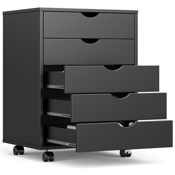 Classic Black 7-Drawer Mobile File Cabinet With Wheels For Home Office Under Desk Storage