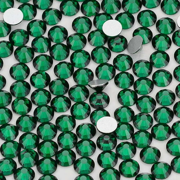 2058 14 Cut Dark Green Glass Crystal Flat Back Non Hotfix Rhinestones SS12 Bulk (1440 pieces per Bulk)