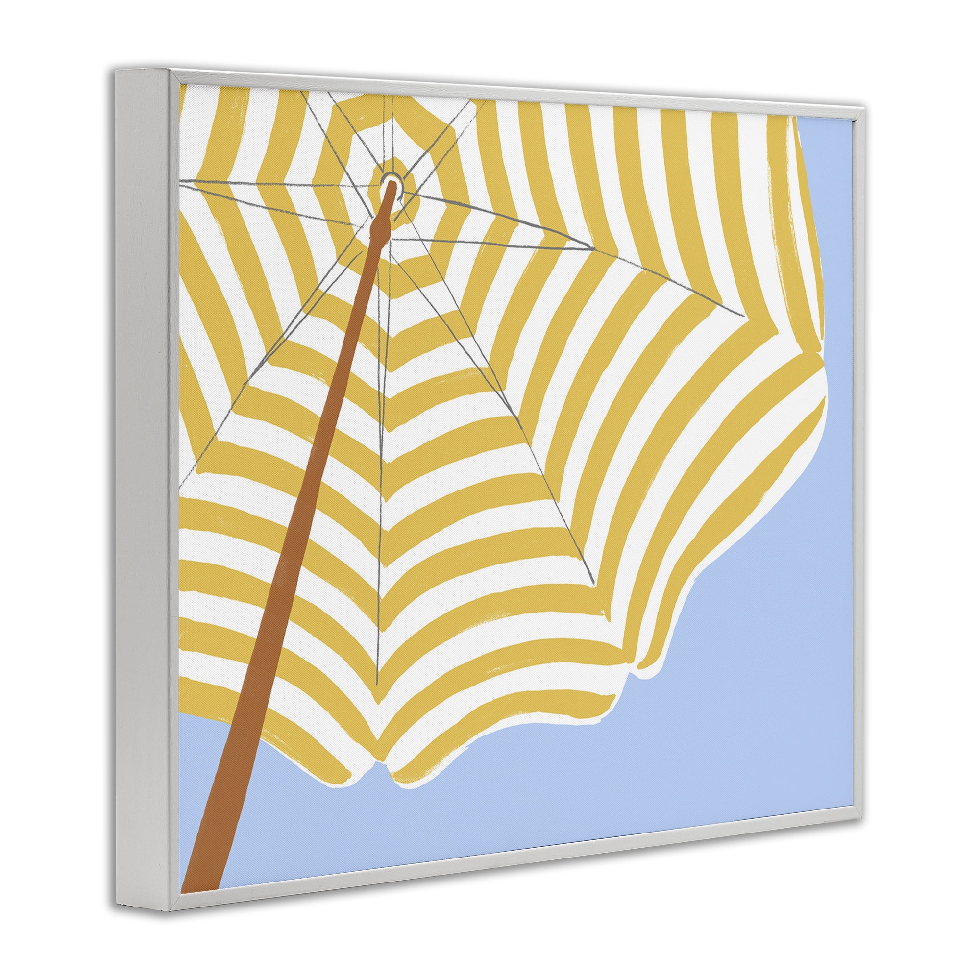 Stupell Industries Yellow & White Umbrella Coastal Painting White Framed Art Print Wall Art, 30 x 24