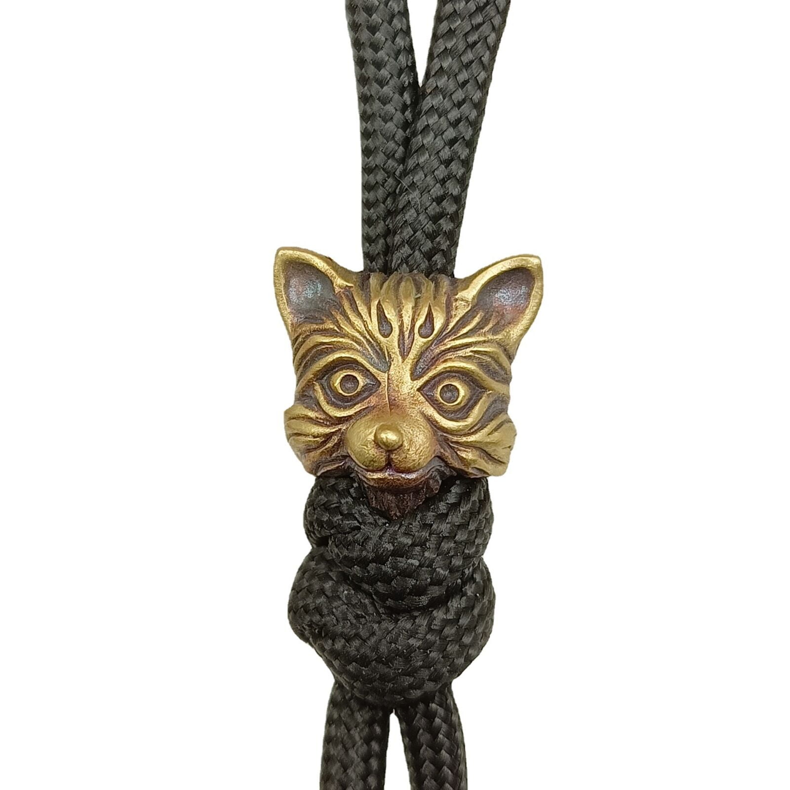 Leopard Cat Brass Bead Parachute Cord Knife Lanyard BeadPendant DIY