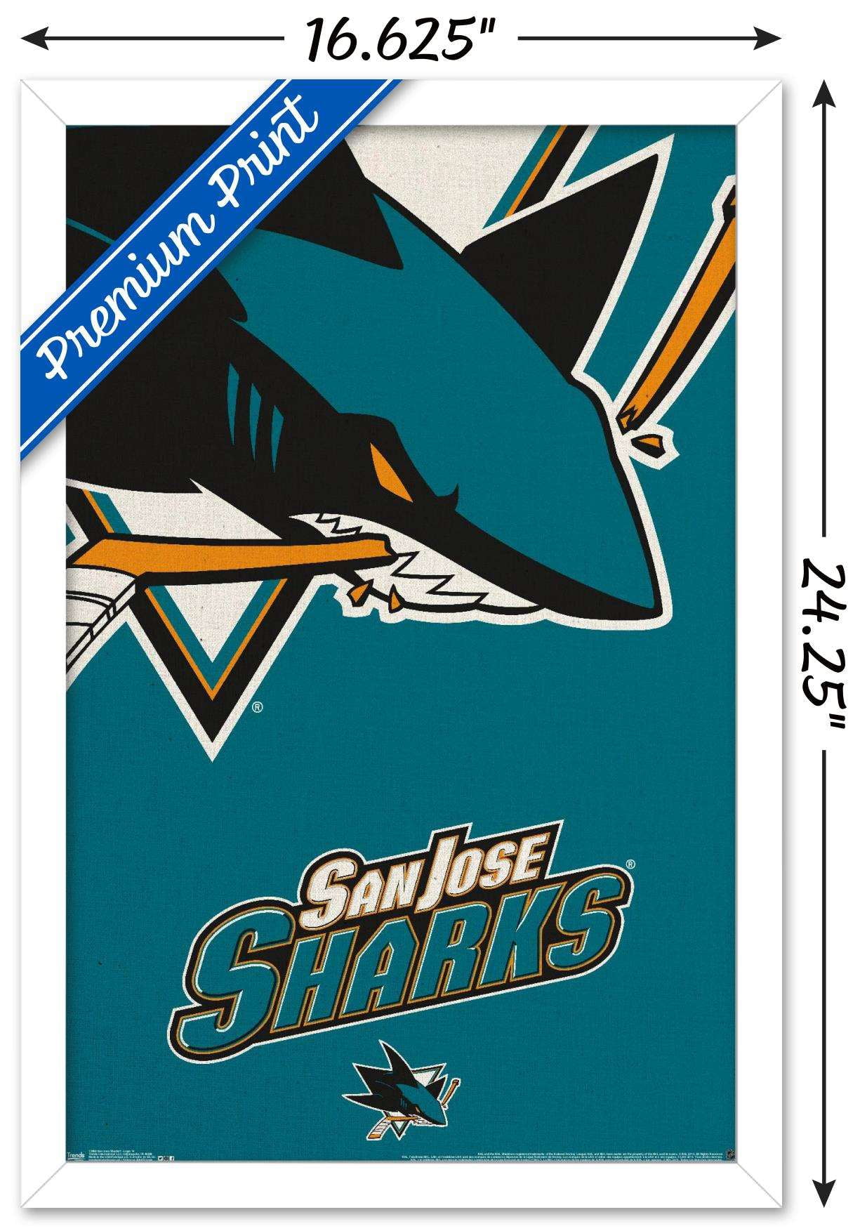 NHL San Jose Sharks - Logo 14 Wall Poster, 14.725" x 22.375", Framed