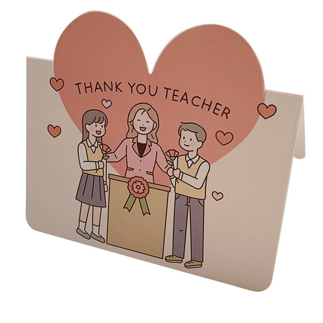 Juego de 100 tarjetas de felicitación para el día del maestro, tarjetas plegables en forma de corazón, tarjeta de notas para la fiesta del día del maestro Zhivalor BST3059569-1