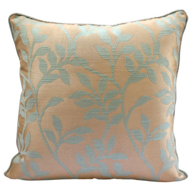 Fundas de cojín, funda de cojín azul, funda de cojín con hojas azules y cuentas, funda de cojín de 45 x 45 cm (18 x 18 pulgadas), funda de cojín cuadrada de jacquard, diseño floral - Leafy Heaven