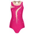 thumbnail image 4 of SiiRoh Women's Gymnastics Leotard One Piece Sleeveless Rhinestones Bodysuit for Ballet Dance Skating Hot Pink S, 4 of 6