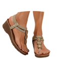 thumbnail image 3 of Fiaer Platform Wedge Sandals for Women Fashion Summer Boho Rhinestones Gladiator Open Toe Low Heel Sandals Lightweight Outdoor Sandals Gold 6, 3 of 9