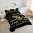 thumbnail image 3 of Bass Fish Camouflage King Size Comforter Set Farmhouse Fishing Bedding Set Adults Teens Retro Green Camo Comforter Luxury Bass Fish Pattern Quilt Set Room Decor, 3 of 6
