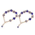 thumbnail image 1 of 2pcs Blue Eye Bracelet Alloy Unique Pendant Wear-resistant Glass Rhinestone Bracelet for Gift Hand Decoration, 1 of 2