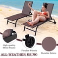 thumbnail image 4 of Yoleny Chaise Longue de Patio de 66 cm de Large avec Roulettes, Ensemble de 2 Chaises Longues de Piscine avec Dossier Réglable, Chaises Longues d'Extérieur en Textilène Imperméable pour Patio, Terrasse et Bord de Piscine, Brun, 4 of 7