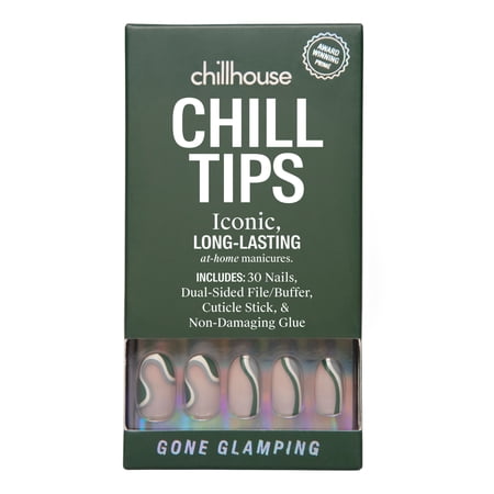 Chillhouse Chill Tips Press On Nails, Gone Glamping, Oval Style, 30 Count
