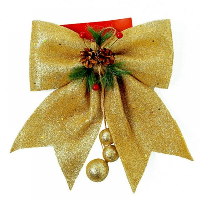 2 Pcs Décorations de Noël Nœuds Couronnes Rouges Grands Nœuds de Sapin de Noël Nœuds à Paillettes Nœuds Décoratifs pour Maison Fête de Noël 9.8 x 11.8 Po