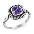 thumbnail image 2 of Princess Cut Oxidized Design Amethyst CZ Ring 925 Sterling Silver Size 12, 2 of 6