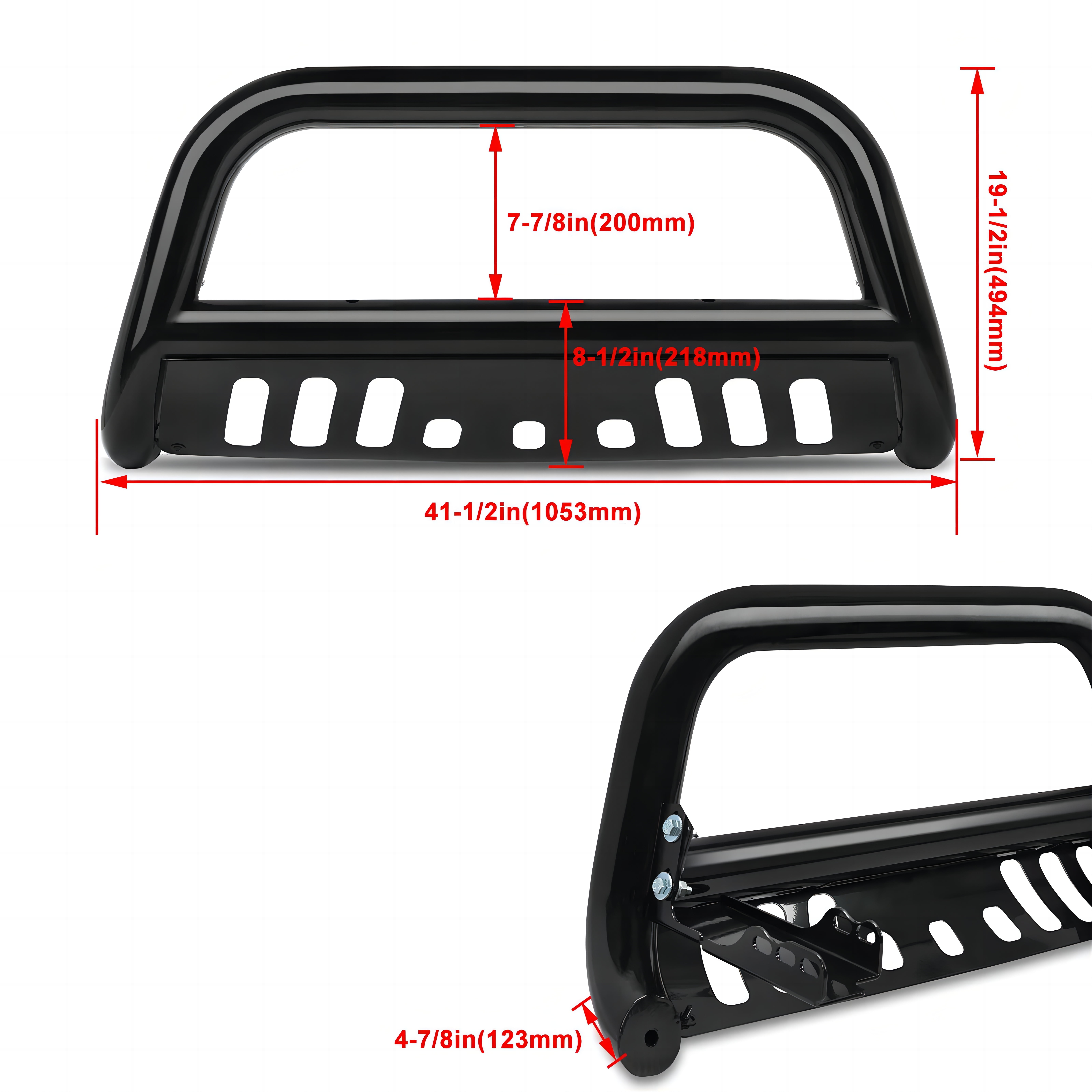 Kojem 3’’ Front Bumper Bull Bar Brush Push Fits 2007-2020 Chevy Silverado GMC Sierra Tubing Black with Instruction