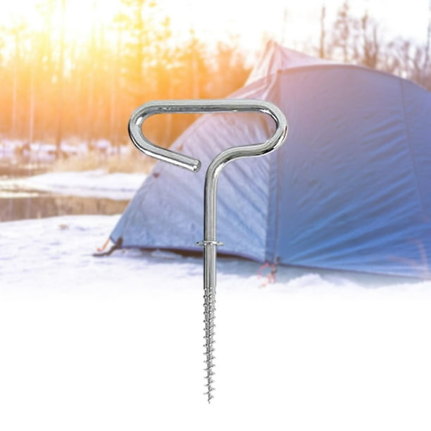 Lipstore Durable Ice Fishing Tent Nails Threaded Tent Peg Camping Stake Nail Outdoor Silver 205x110mm
