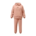 thumbnail image 4 of Mutghys Winter Pajamas for Women Set Fleece Hooded Long Sleeve Top with Pockets Elastic Waist Long Pants Home Lounging Soft Comfy Warm Sleepwear Set, 4 of 8