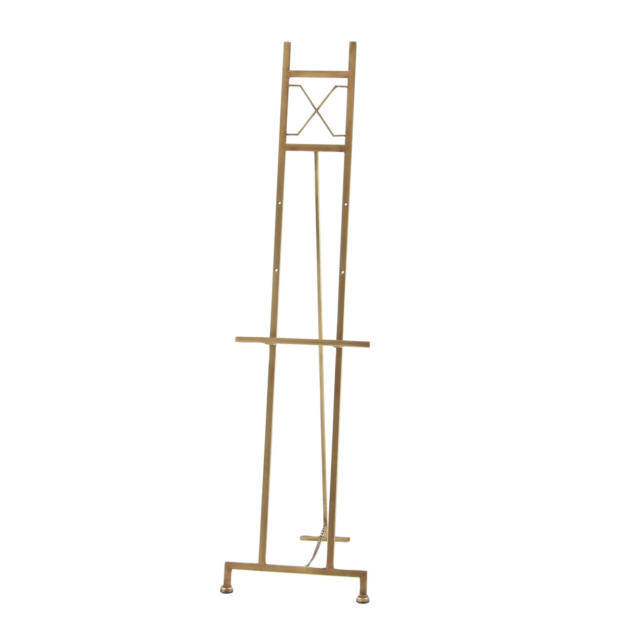 DecMode Modern Elegant Retractable Large Free-Standing Iron Easel in Gold, 17"L x 15"W x 57"H