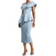 thumbnail image 1 of Vestido BELLA BARNETT azul claro con volantes en un hombro con diamantes, 1 of 4
