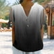 thumbnail image 2 of Vestidos Casuales Para Mujer, Blusas De Mujer De Moda Camiseta holgada de manga corta con cuello en V, botones y estampado sin posicionamiento para mujer, estilo informal y de moda, 2 of 7