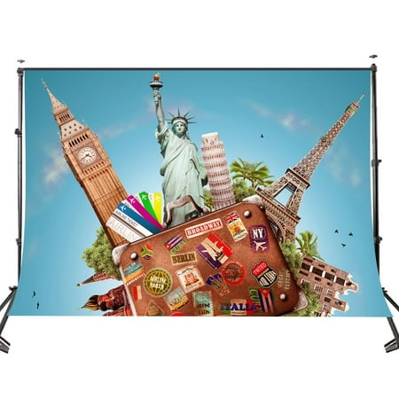 MOHome Polyster 5x7ft Creative Travel Poster Background World Famous European Architecture Photography Backdrop Studio Props