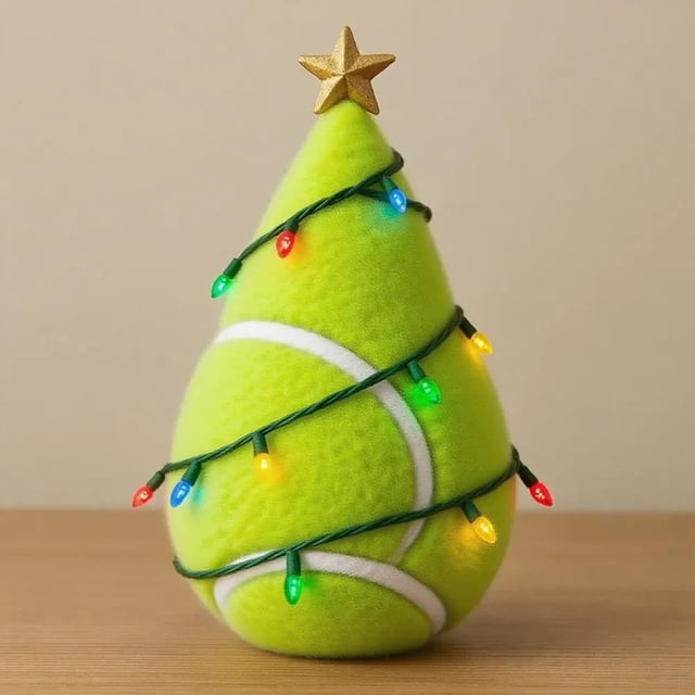 Adornos Navideños de Balón Deportivo | Árbol con Forma de Balón de Fútbol con Luces de Colores y Estrella Dorada | Ideal para Salas de Juegos, Espacios de Ocio Masculinos y Regalos Originales | 1 Esc