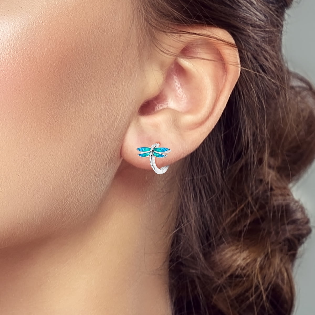 MULA European 925 Sterling Silver Dragonfly Hoop Earrings, Blue Enamel Women's Jewelry Birthday Gift for Her
