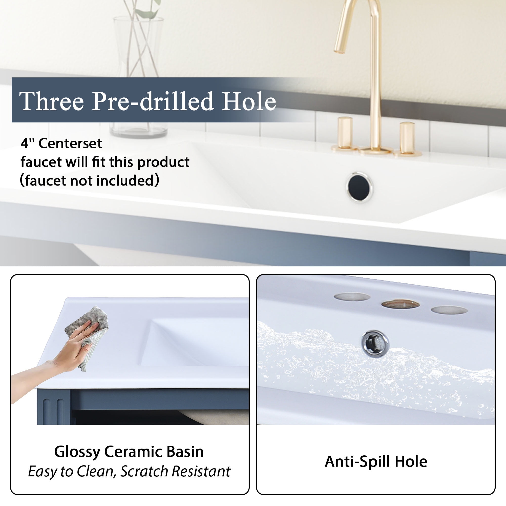 Harper & Bright Designs 30" Bathroom Vanity Sink Combo, Bathroom Storage Cabinet with Drawers, Single Sink Bathroom Vanity with Soft Closing Doors, Blue