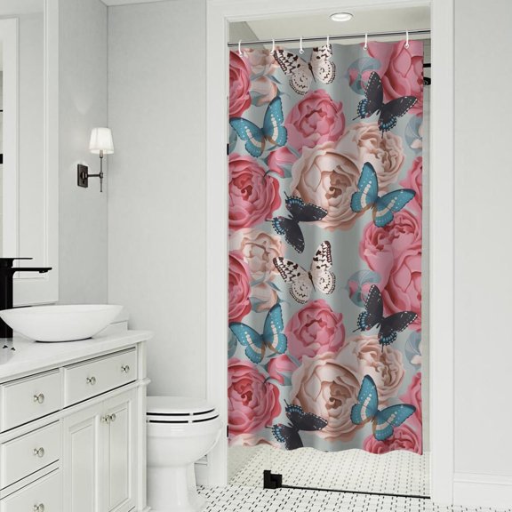 Pioneer Flower Floral Print Pattern Shower Curtain 36"x72" ,Bathroom Decorative Shower Curtains Set with 12 Hooks,Modern Waterproof Washable Shower Curtain