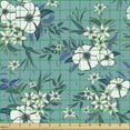 thumbnail image 2 of Floral Upholstery Fabric by the Yard, Flourishing Blossoming Flower Bouquets Yard Flora Summer Branches Motif, Decorative Fabric for DIY and Home Accents, Cadet Blue and White by Ambesonne, 2 of 5