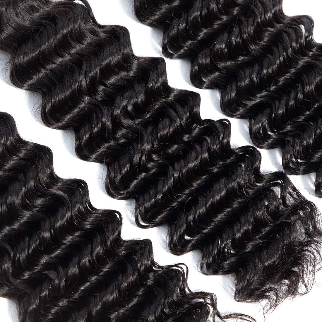 Deep Wave Bundles Human Hair 10 Inch Brazilian 100% Unprocessed Virgin Human Hair Double Weft Deep Curly Weave Natural Black