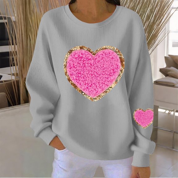 Zorckvet Valentine Gift Sweatshirts for Women Crewneck Shirts Long Sleeve Crewneck Pullover Love Fashion Trendy Womens Tops