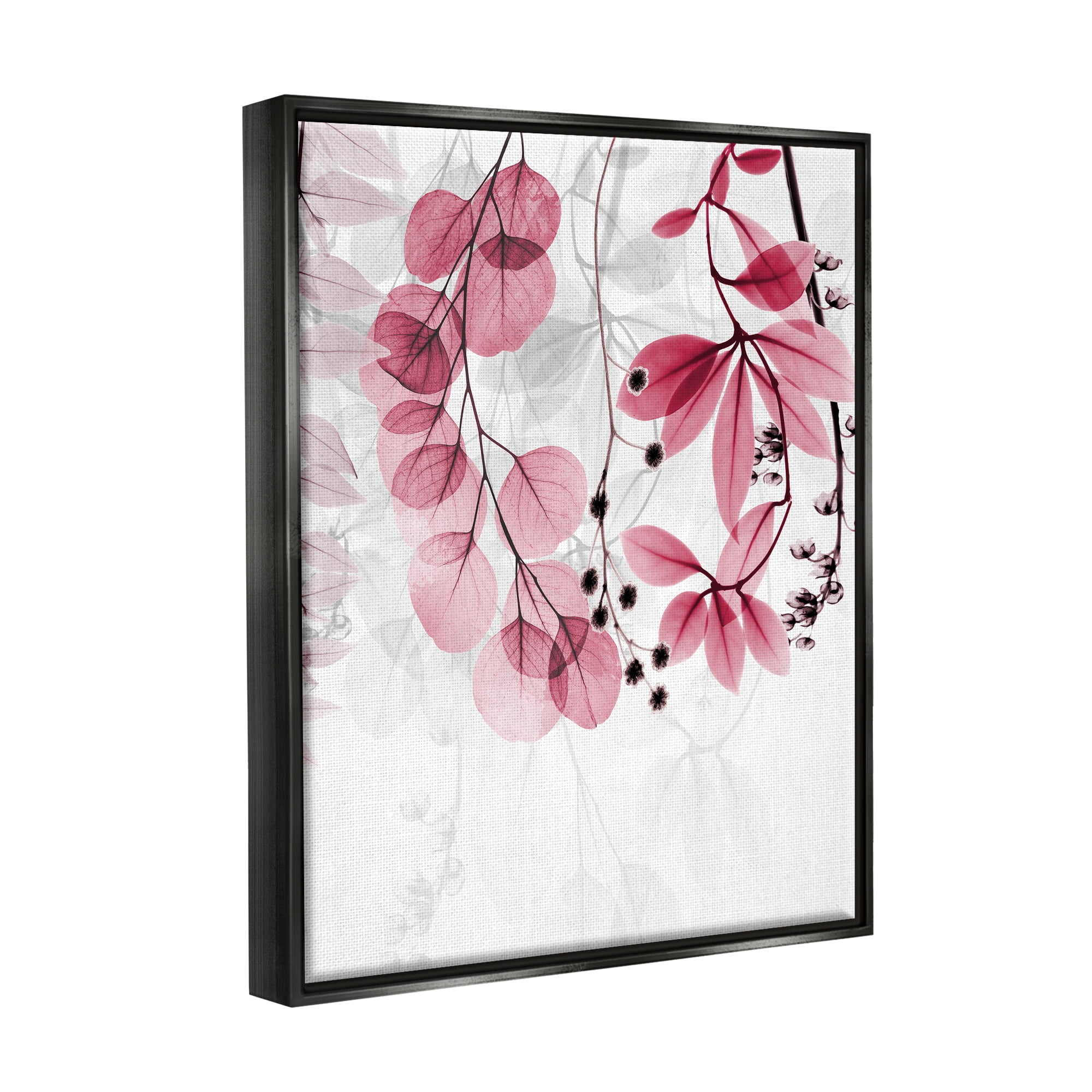 Stupell Industries Modern Pink Botanical Leaves Botanical & Floral Painting Black Floater Framed Art Print Wall Art, 25 x 31