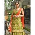 thumbnail image 6 of Janasya Indian Women's Green Cotton Floral Block Print Kurta with Palazzo and Dupatta, 6 of 7